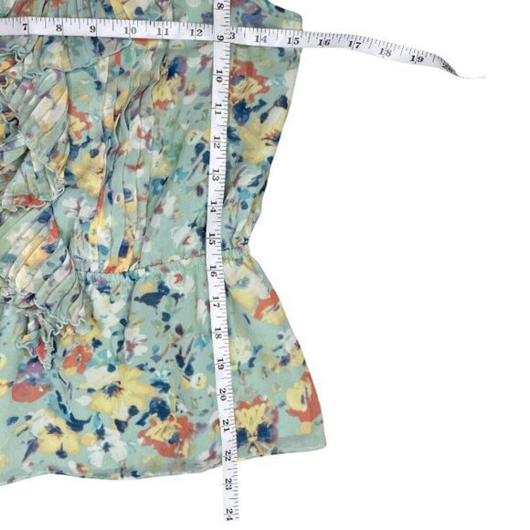 LC Lauren Conrad Sleeveless Bird Peplum Ruffles V Neck Elastic Waist Size XS - Picture 4 of 6